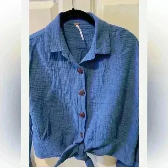 Free People Blue Sunseekers Tie Front Top - Picture 5 of 13